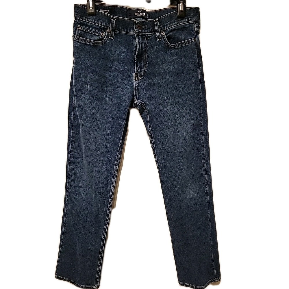 Mens Hollister Jeans 30X32 Blue Classic Straight Epic Flex Dark Stretch 30x29